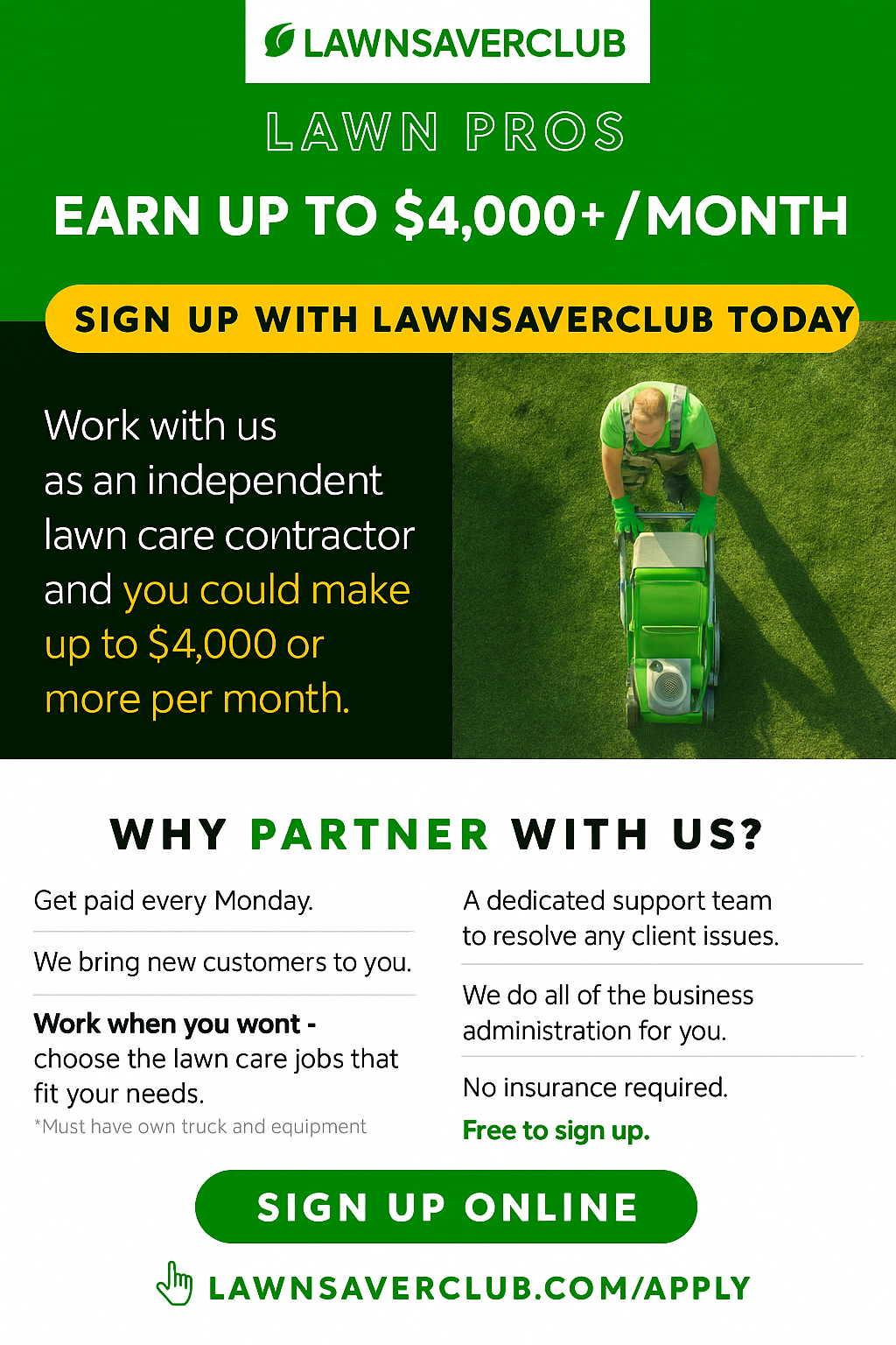 Apply at LawnSaverClub